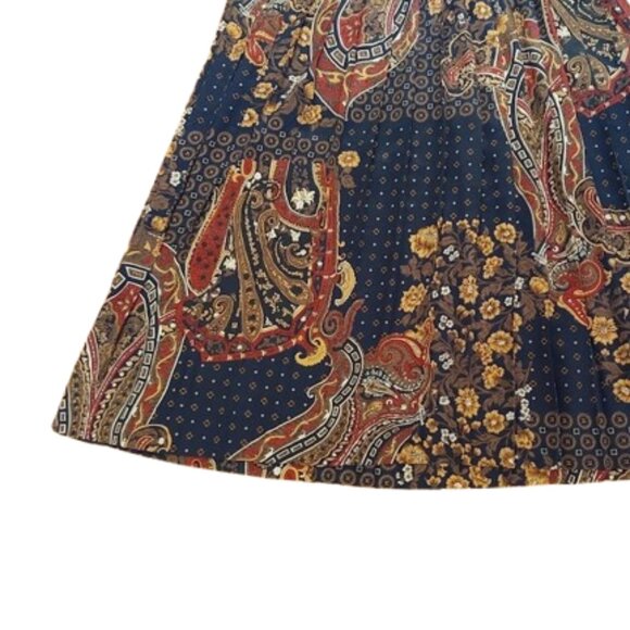 VINTAGE Long Sleeve Paisley Print Satin Dress Size 8 Petite - Picture 7 of 7